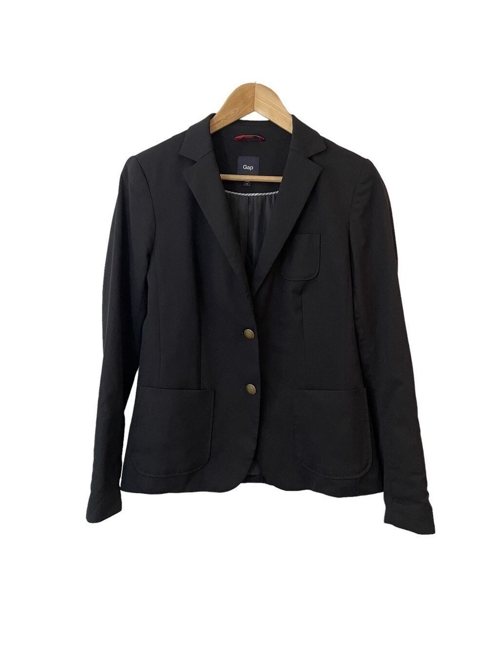 Gap Wool Blazer Womens 4 Black 2-Button Closure Academia Suit Jacket School EUC